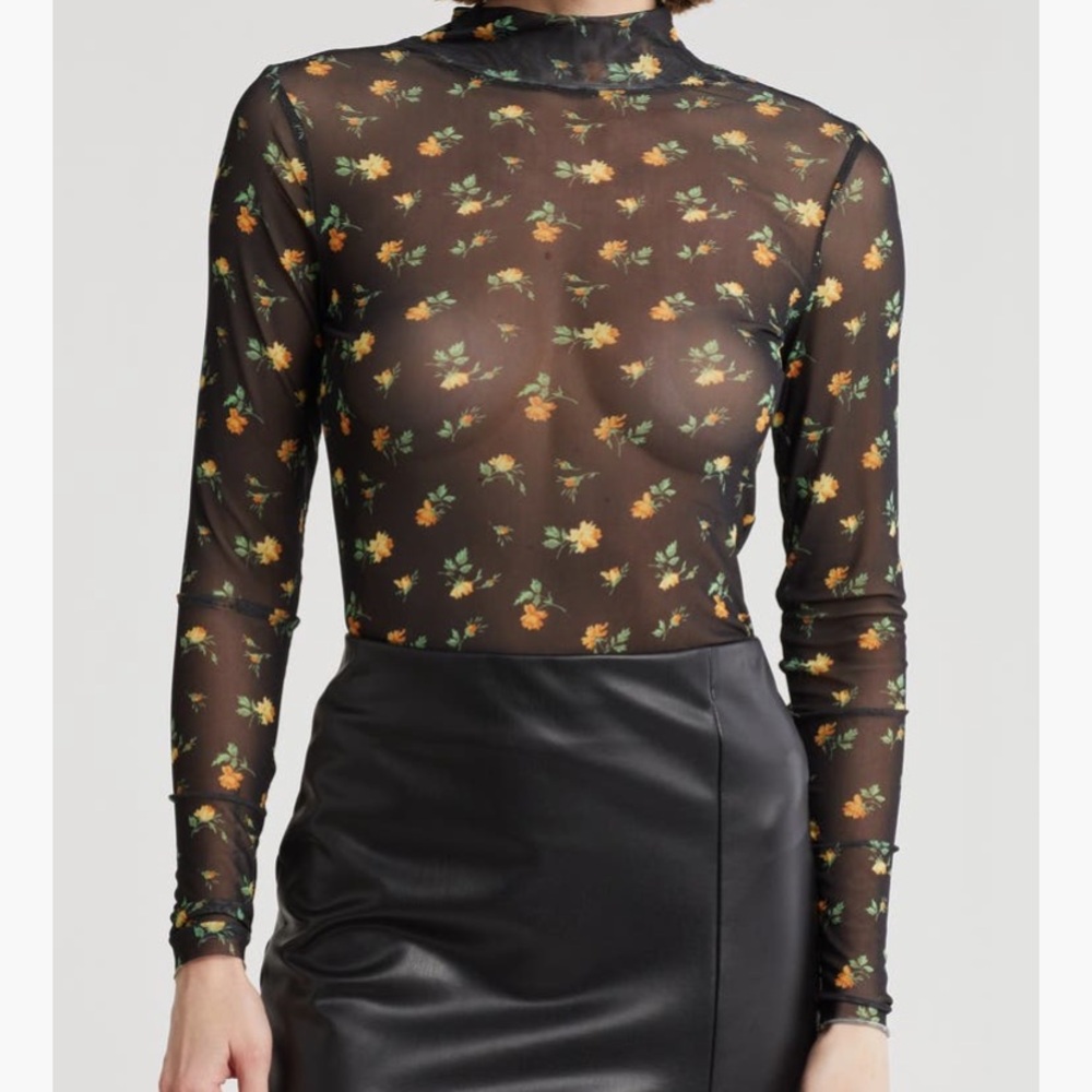AFRM Mock Neck Sheer long sleeve top